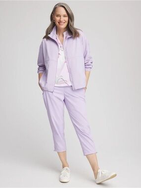 Chico's Zenergy Striped UPF Bungee Capri Crop Pants 1.5 US 10 Lavender Purple